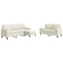 3-piece cream velvet sofa set with cushions by , Sofas - Ref: Foro24-3278429, Price: 634,34 €, Discount: %