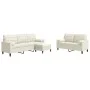 3-piece cream velvet sofa set with cushions by , Sofas - Ref: Foro24-3278429, Price: 624,11 €, Discount: %