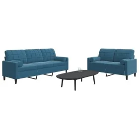 Zweiteiliges Sofaset mit blauen Samtkissen. von , Sofas - Ref: Foro24-3278420, Preis: 583,64 €, Rabatt: %
