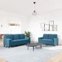 Zweiteiliges Sofaset mit blauen Samtkissen. von , Sofas - Ref: Foro24-3278420, Preis: 582,19 €, Rabatt: %