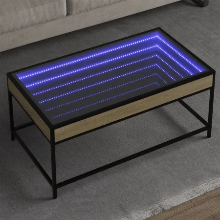 Coffee table with Infinity LED Sonoma oak 90x50x41 cm by , Coffee table - Ref: Foro24-847688, Price: 97,28 €, Discount: %