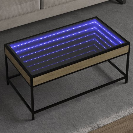 Mesa de centro con Infinity LED roble Sonoma 90x50x41 cm de , Mesas de centro - Ref: Foro24-847688, Precio: 98,43 €, Descuent...