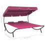 Tumbona de jardín con toldo y cojines rosa by vidaXL, Outdoor beds - Ref: Foro24-313524, Price: 132,76 €, Discount: %