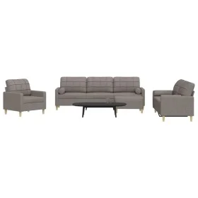 4-piece sofa set with ottoman and taupe fabric cushions by , Sofas - Ref: Foro24-3278318, Price: 760,00 €, Discount: %
