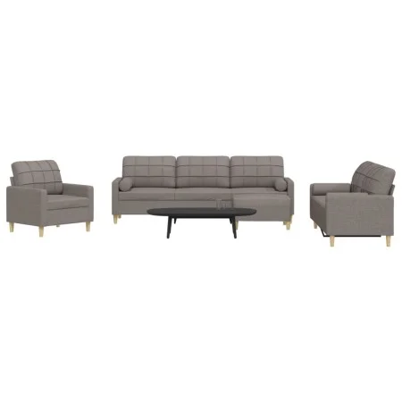 4-piece sofa set with ottoman and taupe fabric cushions by , Sofas - Ref: Foro24-3278318, Price: 760,00 €, Discount: %