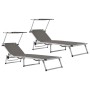Folding sun loungers with canopy, 2 units, aluminum and gray textilene. by vidaXL, Loungers - Ref: Foro24-312460, Price: 188,...