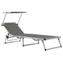 Folding sun loungers with canopy, 2 units, aluminum and gray textilene. by vidaXL, Loungers - Ref: Foro24-312460, Price: 188,...