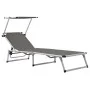Folding sun loungers with canopy, 2 units, aluminum and gray textilene. by vidaXL, Loungers - Ref: Foro24-312460, Price: 185,...