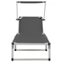 Folding sun loungers with canopy, 2 units, aluminum and gray textilene. by vidaXL, Loungers - Ref: Foro24-312460, Price: 185,...
