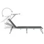 Folding sun loungers with canopy, 2 units, aluminum and gray textilene. by vidaXL, Loungers - Ref: Foro24-312460, Price: 185,...