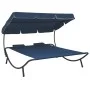 Tumbona de jardín con toldo y cojines azul by vidaXL, Outdoor beds - Ref: Foro24-313523, Price: 131,29 €, Discount: %