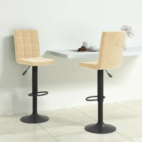 Küchenhocker 2 Stück in cremefarbenem Samtstoff von , Küchenhocker - Ref: Foro24-335762, Preis: 130,92 €, Rabatt: %