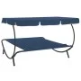 Tumbona de jardín con toldo y cojines azul by vidaXL, Outdoor beds - Ref: Foro24-313523, Price: 131,29 €, Discount: %
