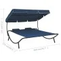 Tumbona de jardín con toldo y cojines azul by vidaXL, Outdoor beds - Ref: Foro24-313523, Price: 131,29 €, Discount: %