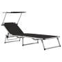 Folding sun loungers with awning 2 units aluminum and black textilene by vidaXL, Loungers - Ref: Foro24-312458, Price: 189,97...