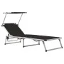 Folding sun loungers with awning 2 units aluminum and black textilene by vidaXL, Loungers - Ref: Foro24-312458, Price: 189,30...