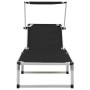 Folding sun loungers with awning 2 units aluminum and black textilene by vidaXL, Loungers - Ref: Foro24-312458, Price: 189,97...