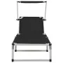 Folding sun loungers with awning 2 units aluminum and black textilene by vidaXL, Loungers - Ref: Foro24-312458, Price: 189,30...