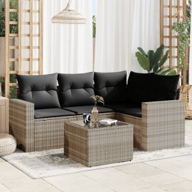 Garden sofa set and cushions 5 pieces light gray synthetic rattan by , Modular outdoor sofas - Ref: Foro24-3251259, Price: 35...