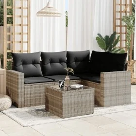 Garden sofa set and cushions 5 pieces light gray synthetic rattan by , Modular outdoor sofas - Ref: Foro24-3251259, Price: 36...