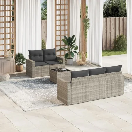 Garden sofa set 6 pieces and gray synthetic rattan cushions by , Modular outdoor sofas - Ref: Foro24-3251039, Price: 441,99 €...