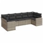 Gartensofagarnitur 7-teilig mit Kissen, hellgrauer PE-Rattan von , Modulare Sofas für den Außenbereich - Ref: Foro24-3251729,...