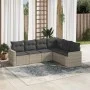 Gartensofagarnitur 6-teilig mit grauen Polstern aus synthetischem Rattan von , Gartensets - Ref: Foro24-3219002, Preis: 420,7...