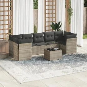 Garden sofa set 8 pieces and gray synthetic rattan cushions by , Garden sets - Ref: Foro24-3217292, Price: 564,42 €, Discount: %
