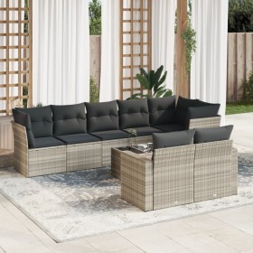 Garden furniture set 9 pieces and light gray synthetic rattan cushions by , Garden sets - Ref: Foro24-3219222, Price: 638,41 ...