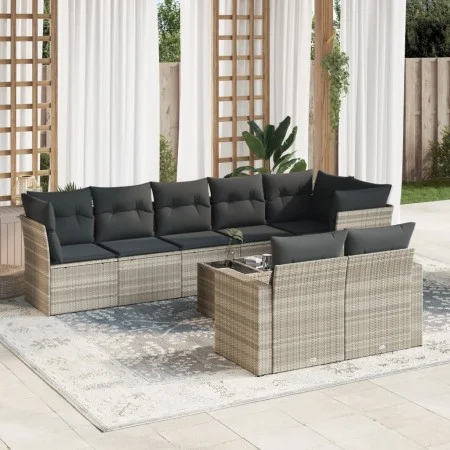 Garden furniture set 9 pieces and light gray synthetic rattan cushions by , Garden sets - Ref: Foro24-3219222, Price: 626,83 ...