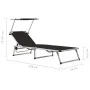 Folding sun loungers with awning 2 units aluminum and black textilene by vidaXL, Loungers - Ref: Foro24-312458, Price: 189,30...