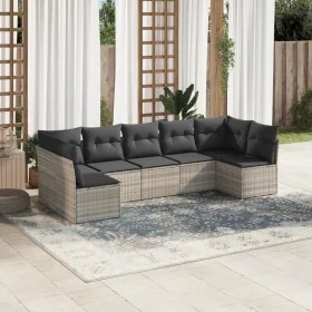 7-piece garden sofa set with light gray PE rattan cushions by , Garden sets - Ref: Foro24-3217432, Price: 465,60 €, Discount: %