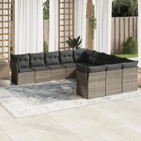 Garden sofa set 11 pieces and gray synthetic rattan cushions by , Garden sets - Ref: Foro24-3218412, Price: 755,80 €, Discoun...