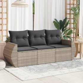 3-piece garden sofa set with gray synthetic rattan cushions by , Garden sets - Ref: Foro24-3253399, Price: 230,06 €, Discount: %
