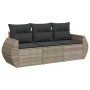 Gartensofa-Set, 3-teilig, mit grauen Kissen aus synthetischem Rattan von , Gartensets - Ref: Foro24-3253399, Preis: 229,72 €,...