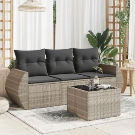 Gartensofagarnitur 4-teilig mit grauen Polstern aus synthetischem Rattan von , Gartensets - Ref: Foro24-3253409, Preis: 297,9...