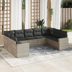 Garden furniture set 9 pieces and light gray synthetic rattan cushions by , Garden sets - Ref: Foro24-3219392, Price: 617,16 ...