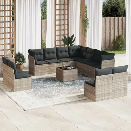 Set de sofás de jardín 12 pzas y cojines ratán sintético gris by , Garden sets - Ref: Foro24-3217832, Price: 788,90 €, Discou...
