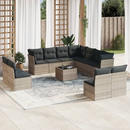 Set de sofás de jardín 12 pzas y cojines ratán sintético gris by , Garden sets - Ref: Foro24-3217832, Price: 773,21 €, Discou...