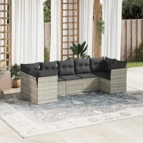 7-piece garden sofa set with light gray PE rattan cushions by , Garden sets - Ref: Foro24-3218122, Price: 512,39 €, Discount: %
