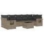 Garden sofa set 8 pieces and gray synthetic rattan cushions by , Garden sets - Ref: Foro24-3252279, Price: 579,98 €, Discount: %