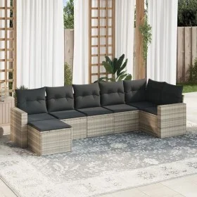7-piece garden sofa set with light gray PE rattan cushions by , Modular outdoor sofas - Ref: Foro24-3251619, Price: 498,93 €,...