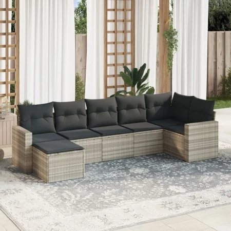 7-piece garden sofa set with light gray PE rattan cushions by , Modular outdoor sofas - Ref: Foro24-3251619, Price: 498,93 €,...