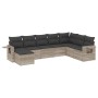 Garden sofa set 8 pieces and gray synthetic rattan cushions by , Garden sets - Ref: Foro24-3252899, Price: 535,07 €, Discount: %