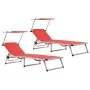 Folding sun loungers with 2 pcs aluminum and red textilene roof by vidaXL, Loungers - Ref: Foro24-312459, Price: 234,69 €, Di...