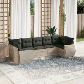 7-piece garden sofa set with light gray PE rattan cushions by , Garden sets - Ref: Foro24-3254129, Price: 546,63 €, Discount: %