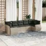7-piece garden sofa set with light gray PE rattan cushions by , Garden sets - Ref: Foro24-3254129, Price: 546,63 €, Discount: %