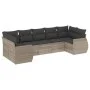 7-piece garden sofa set with light gray PE rattan cushions by , Garden sets - Ref: Foro24-3254129, Price: 546,63 €, Discount: %