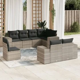 Garden sofa set 8 pieces and gray synthetic rattan cushions by , Garden sets - Ref: Foro24-3255179, Price: 641,14 €, Discount: %