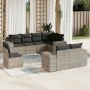 Garden sofa set 8 pieces and gray synthetic rattan cushions by , Garden sets - Ref: Foro24-3255179, Price: 641,14 €, Discount: %